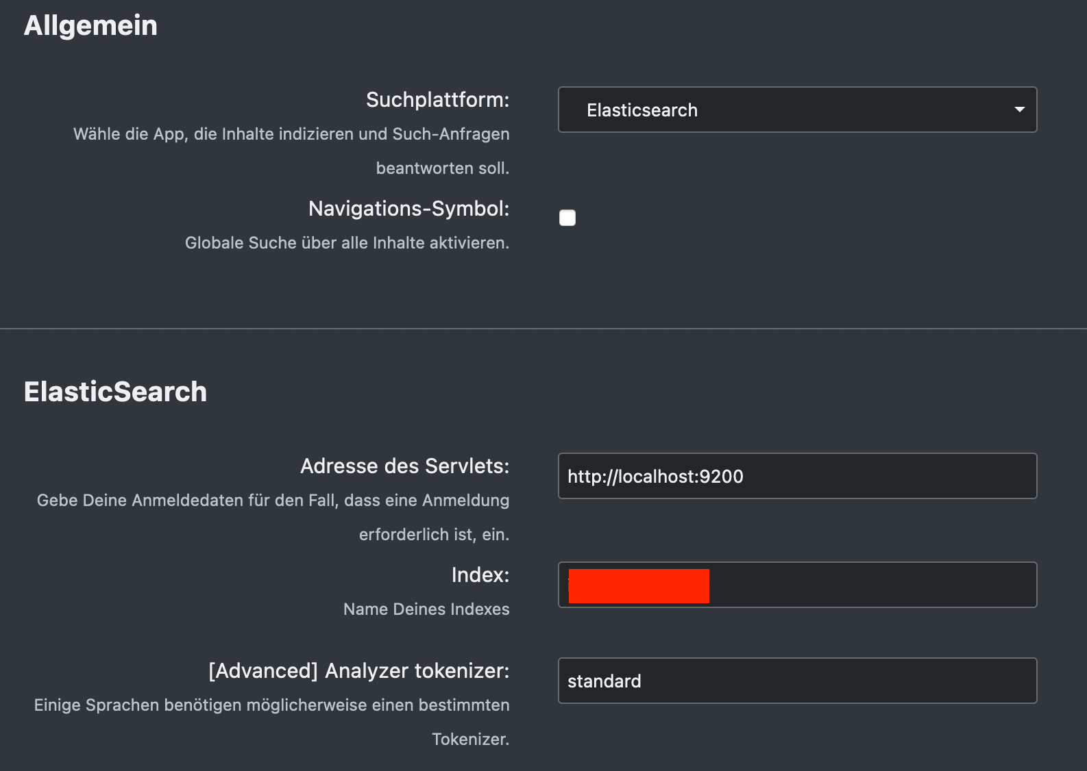 Volltextsuche Einstellungen Part #1