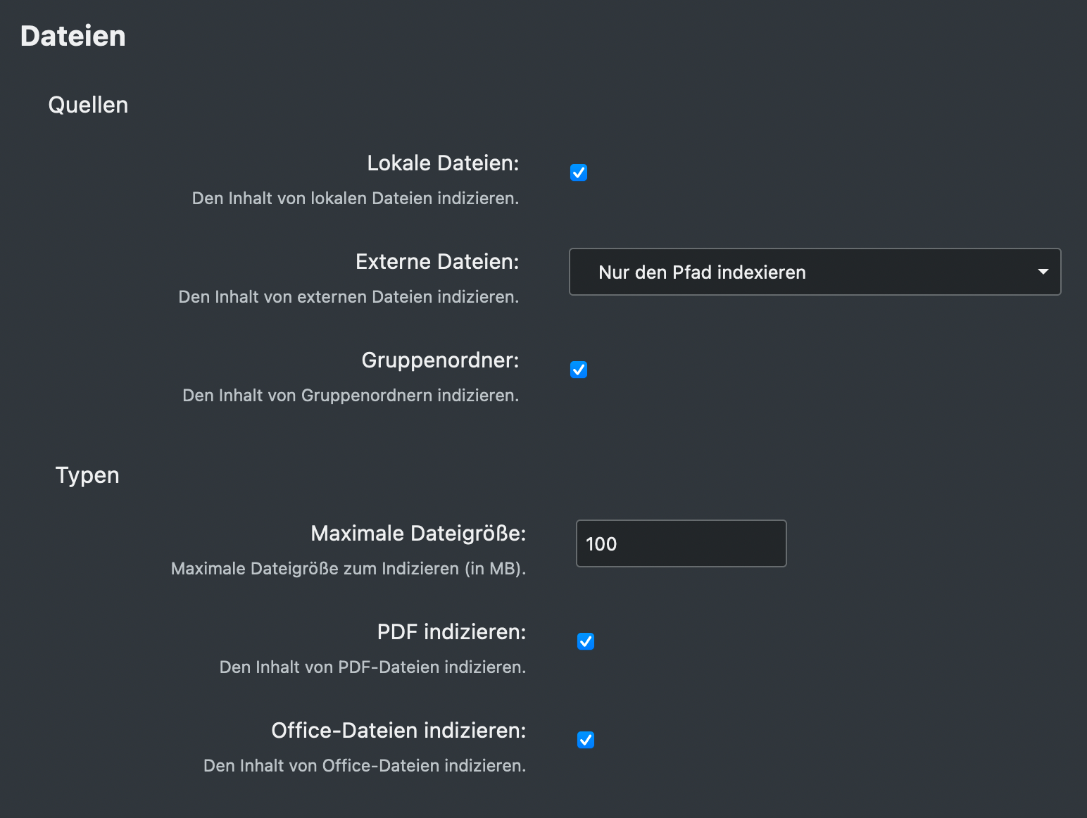 Volltextsuche Einstellungen Part #2