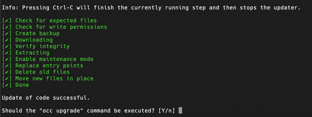 Vorbereitungen des Nextcloud Updaters